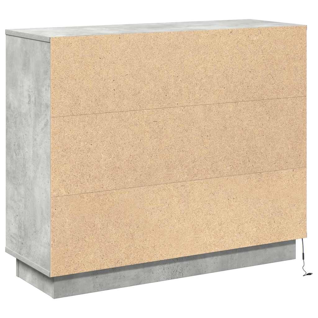 LED komoda Betonski sivi 90 x 32 x 75 cm Konstruirano drvo