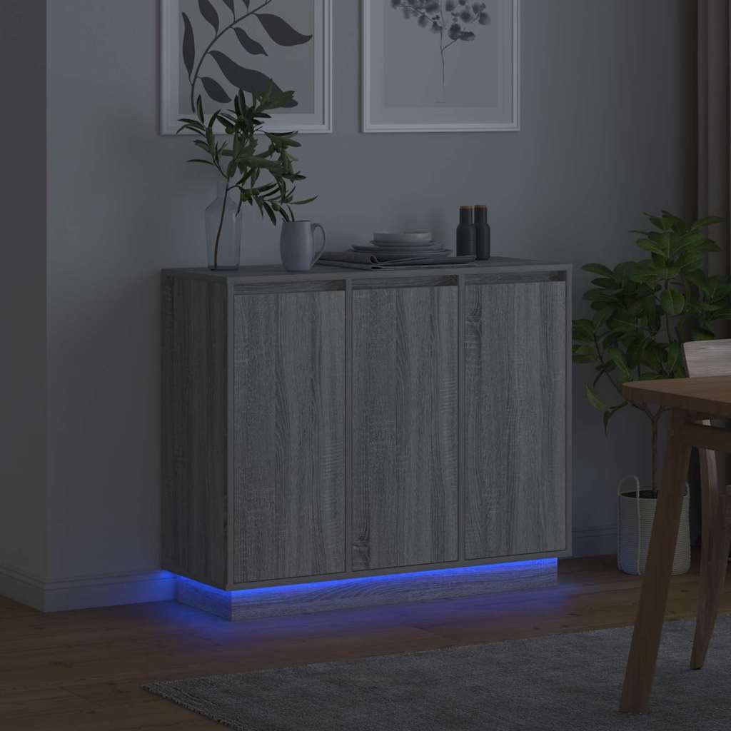 LED komoda Siva Sonoma 90 x 32 x 75 cm Konstruirano drvo