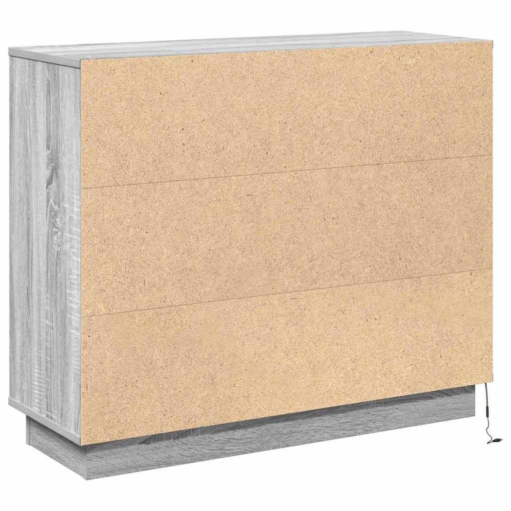 LED komoda Siva Sonoma 90 x 32 x 75 cm Konstruirano drvo