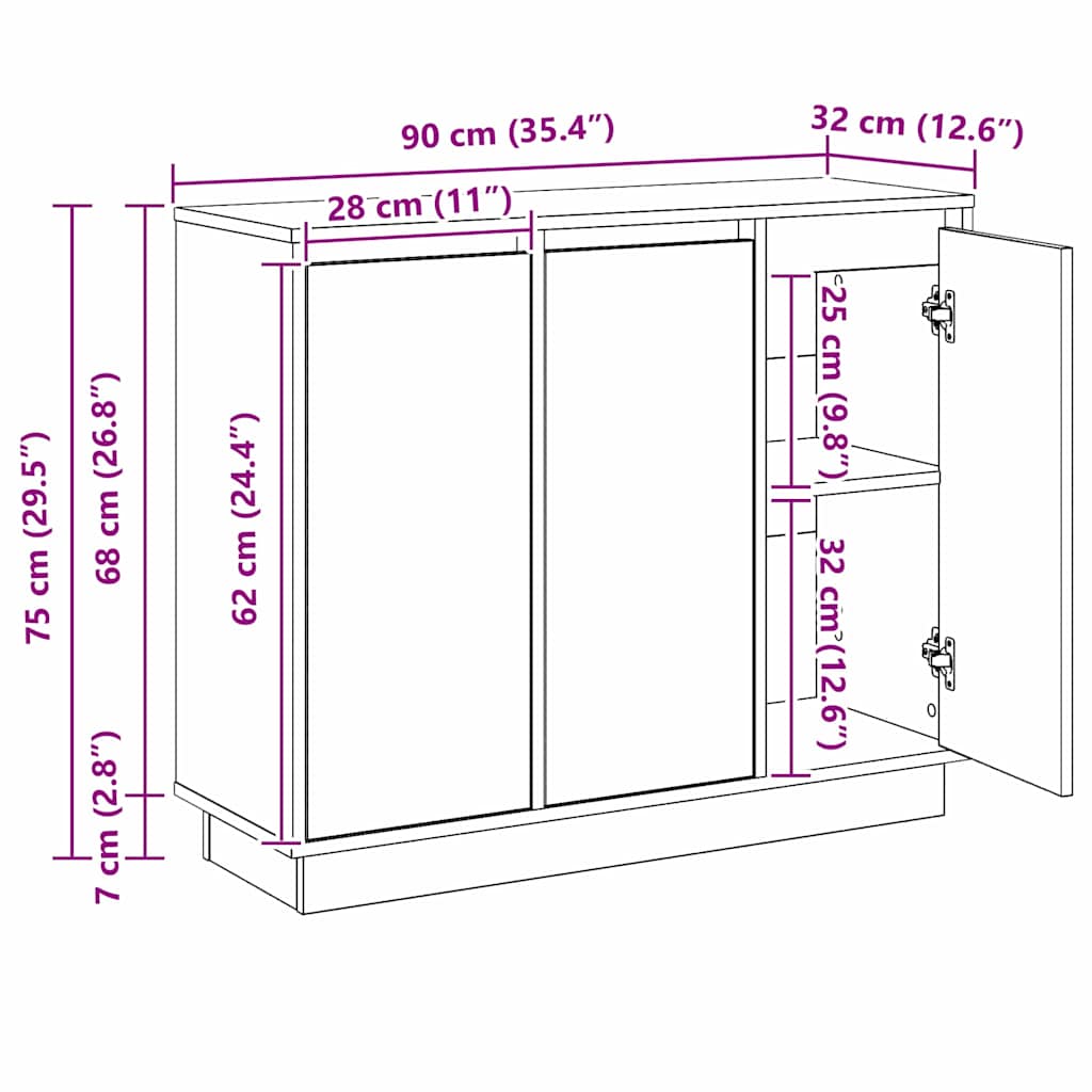 LED komoda Siva Sonoma 90 x 32 x 75 cm Konstruirano drvo