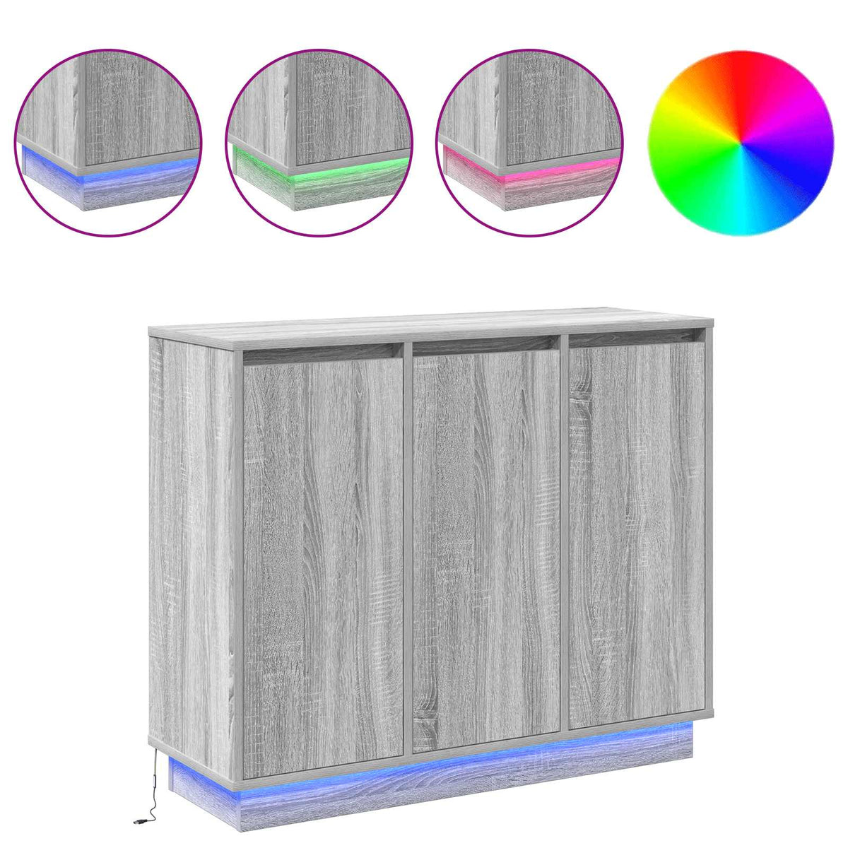 LED komoda Siva Sonoma 90 x 32 x 75 cm Konstruirano drvo