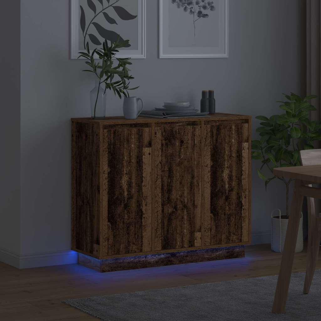 LED komoda Staro drvo 90 x 32 x 75 cm Konstruirano drvo