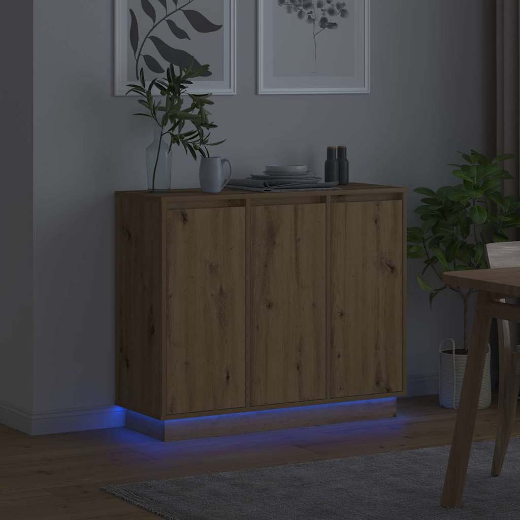 LED komoda Umjetnički hrast 90 x 32 x 75 cm Konstruirano drvo