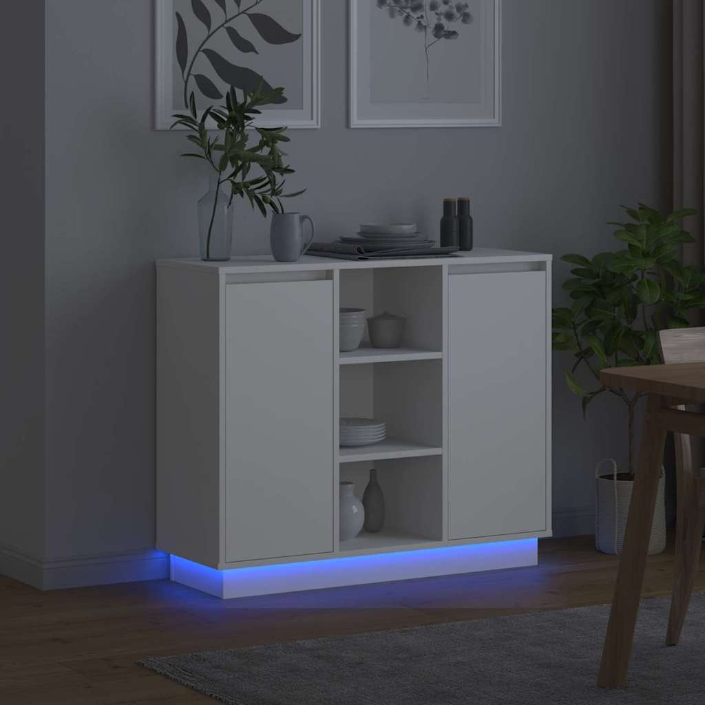 LED komoda Bijelo 90 x 32 x 75 cm Konstruirano drvo