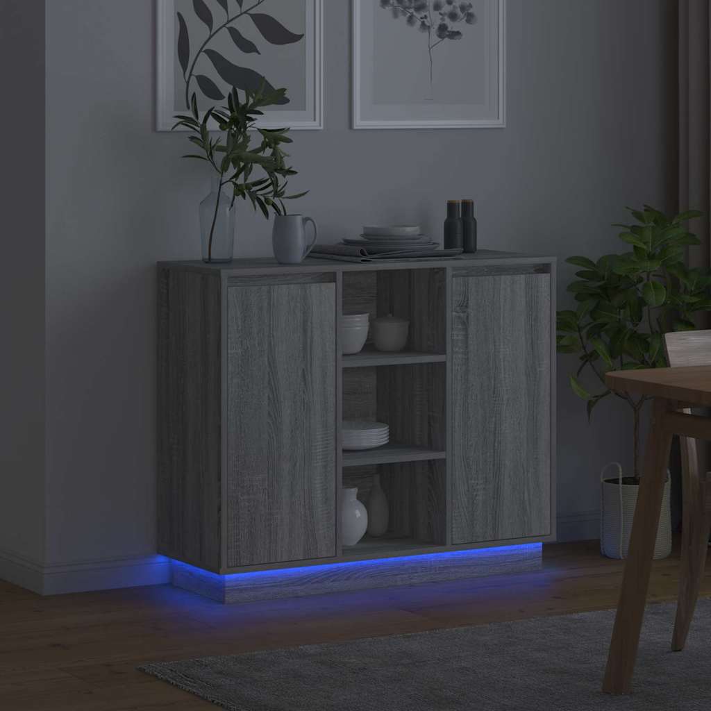 LED komoda Siva Sonoma 90 x 32 x 75 cm Konstruirano drvo