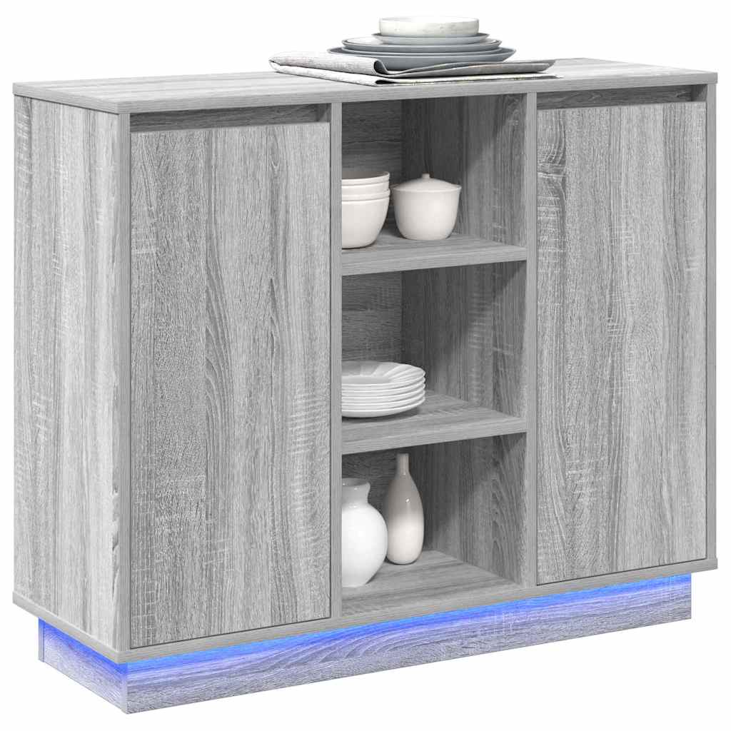 LED komoda Siva Sonoma 90 x 32 x 75 cm Konstruirano drvo