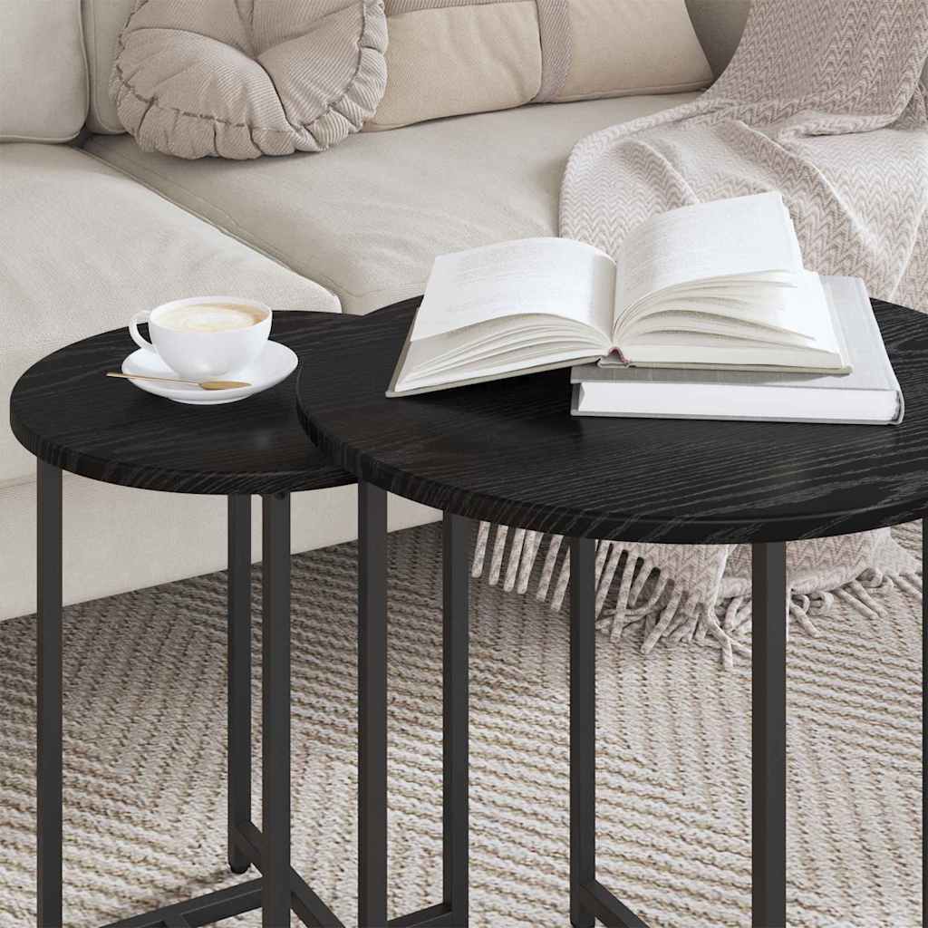 Set pomoćnih stolića 2 pcs Crni hrast