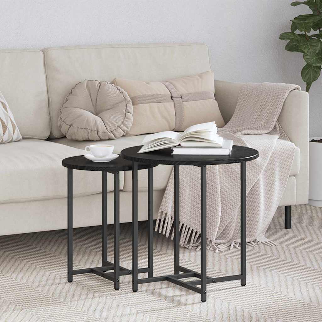 Set pomoćnih stolića 2 pcs Crni hrast