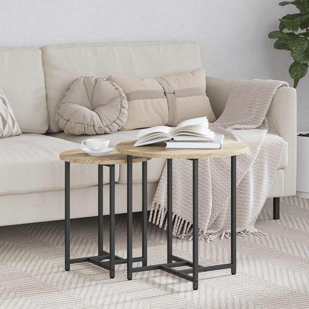 Set pomoćnih stolića 2 pcs Sonoma hrast i crna
