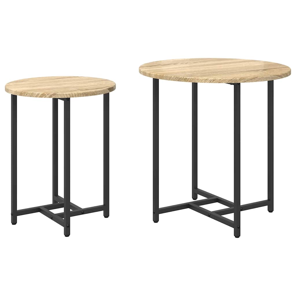 Set pomoćnih stolića 2 pcs Sonoma hrast i crna