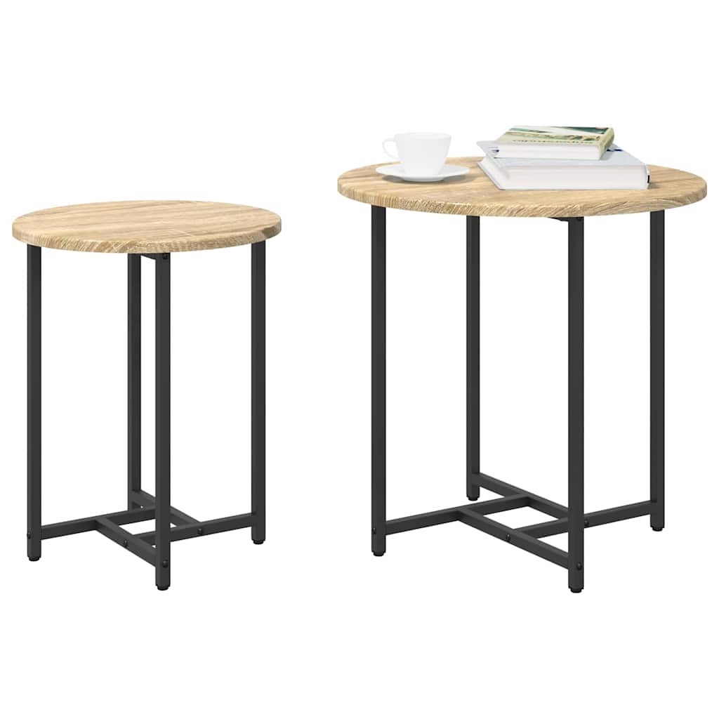 Set pomoćnih stolića 2 pcs Sonoma hrast i crna