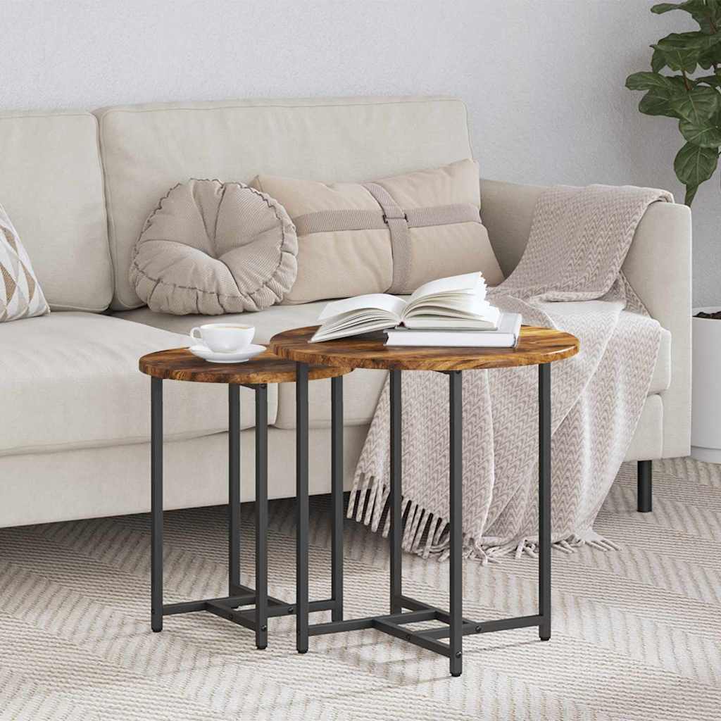 Set pomoćnih stolića 2 pcs Dimnjeni hrast i crna
