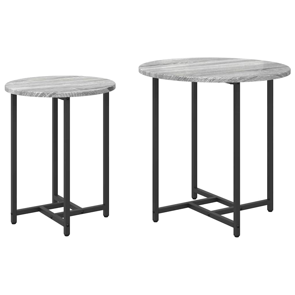 Set pomoćnih stolića 2 pcs Siva Sonoma i crna