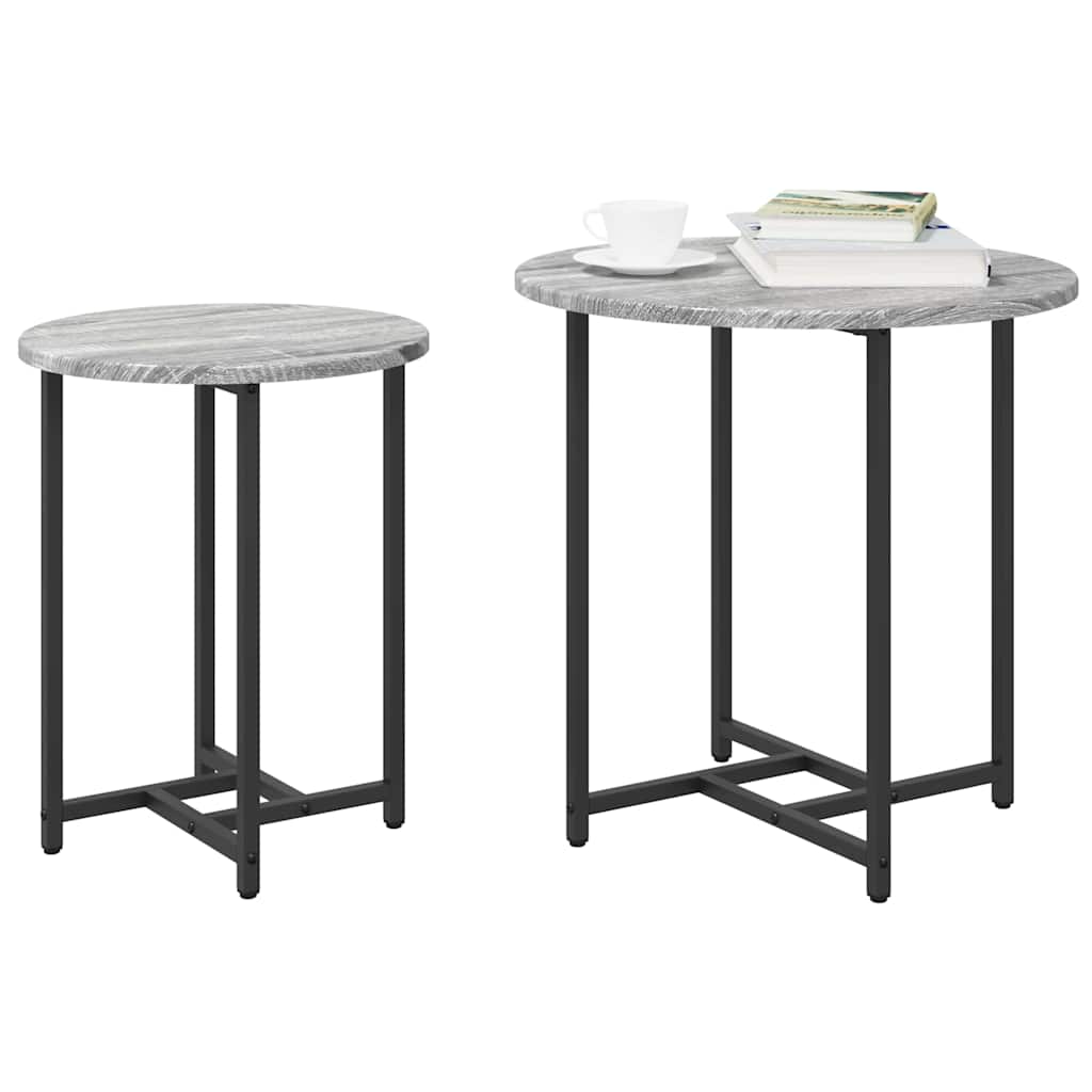 Set pomoćnih stolića 2 pcs Siva Sonoma i crna