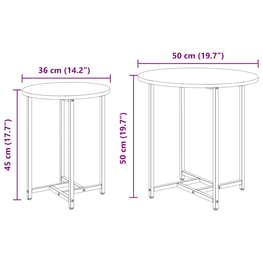 Set pomoćnih stolića 2 pcs Siva Sonoma i crna