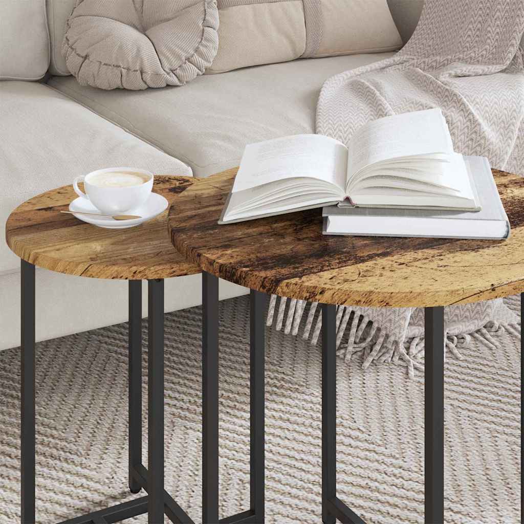 Set pomoćnih stolića 2 pcs Stari drvo i crna