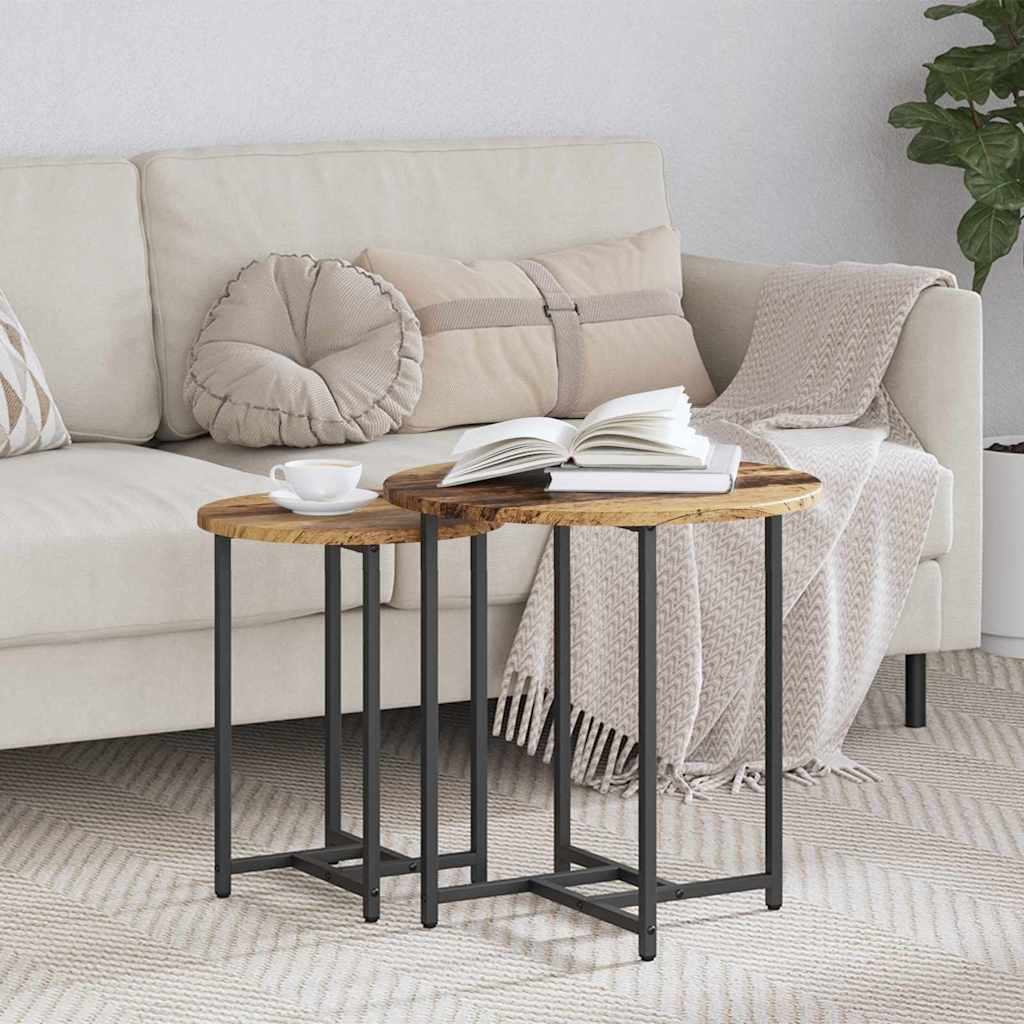 Set pomoćnih stolića 2 pcs Stari drvo i crna