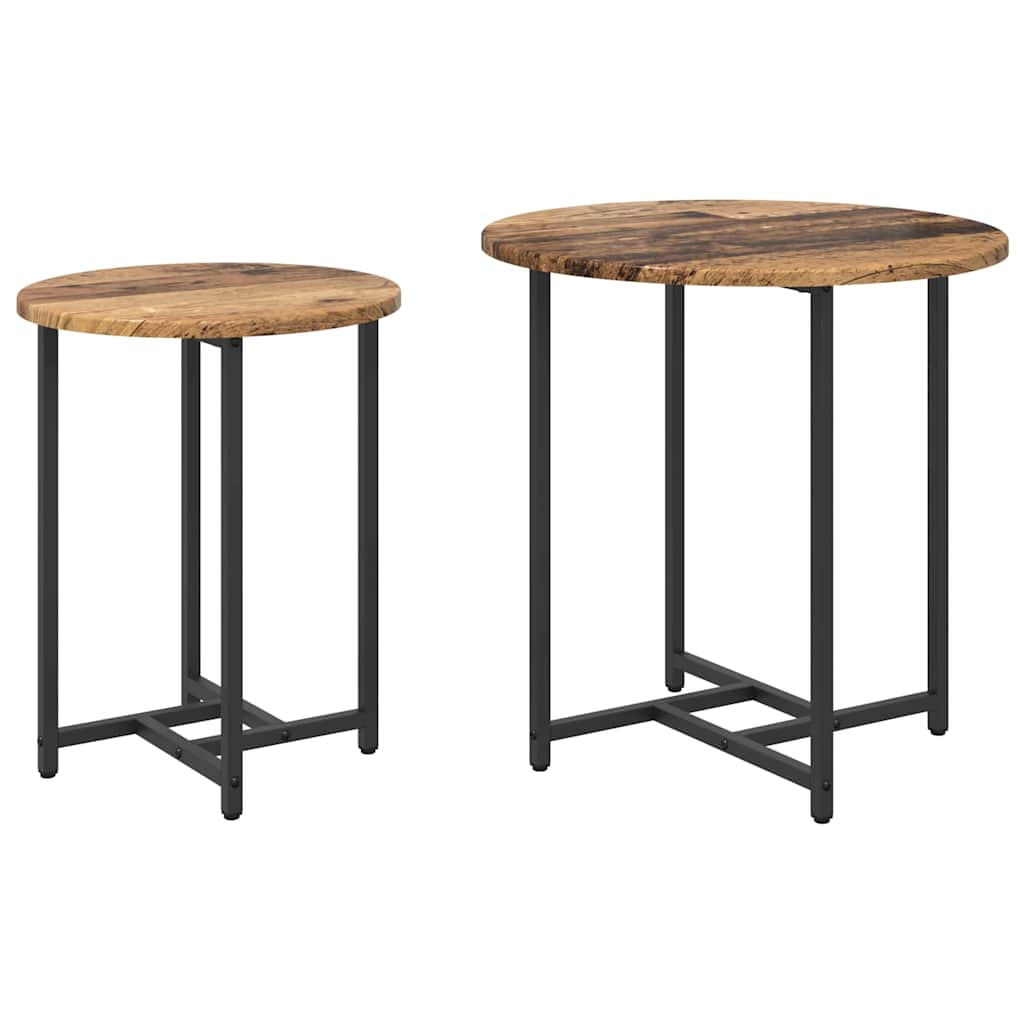 Set pomoćnih stolića 2 pcs Stari drvo i crna