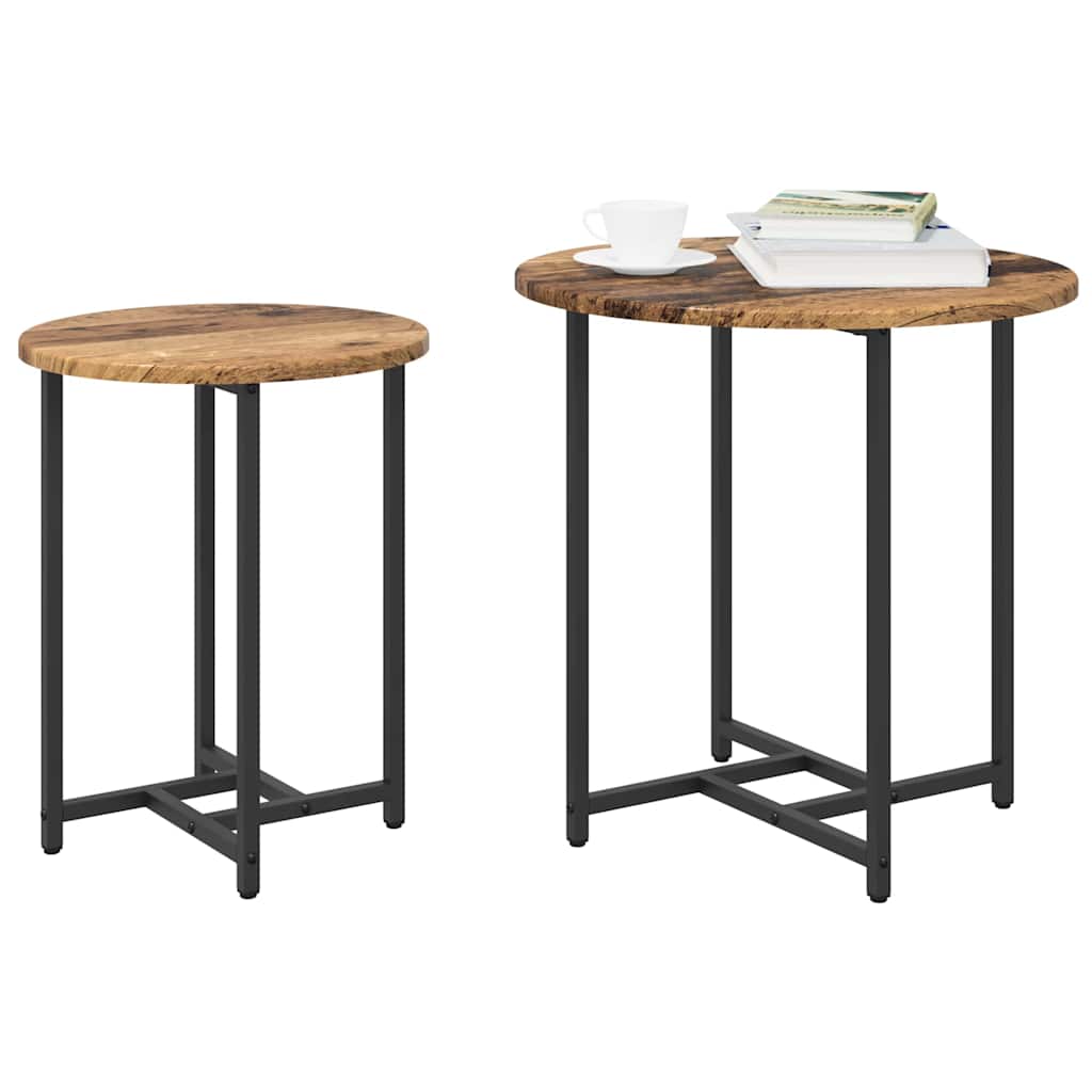 Set pomoćnih stolića 2 pcs Stari drvo i crna
