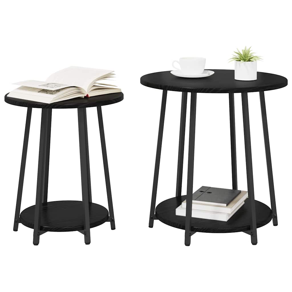 Set pomoćnih stolića s policom 2 pcs Crni hrast