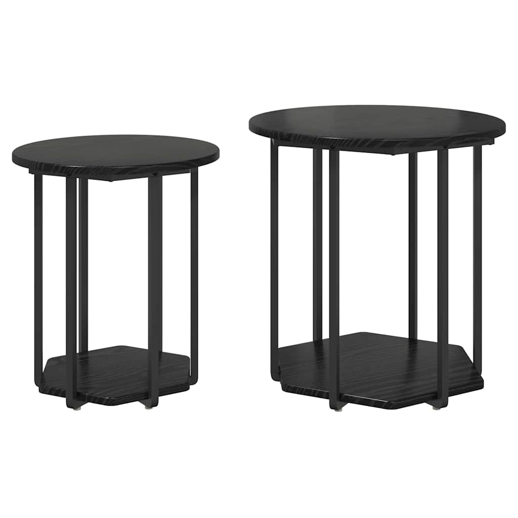 Set pomoćnih stolića s policom 2 pcs Crni hrast