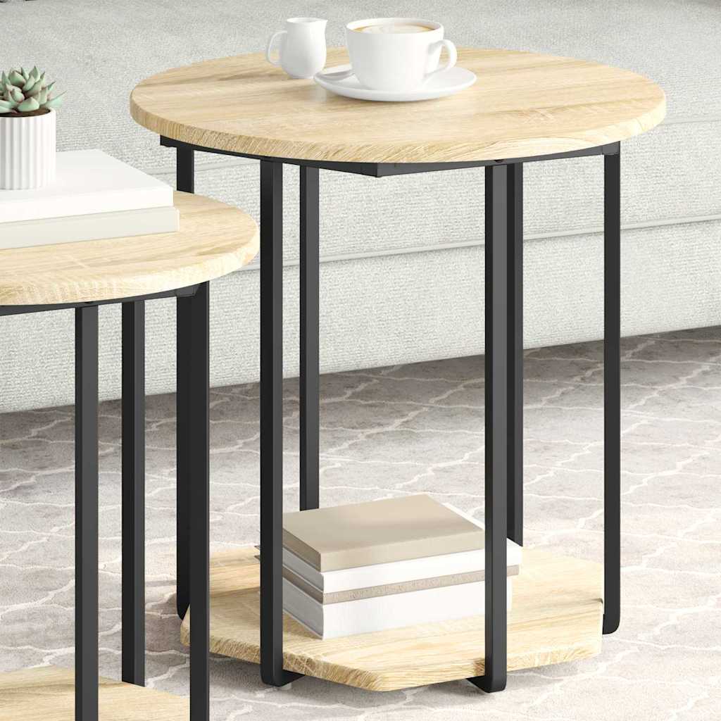 Set pomoćnih stolića s policom 2 pcs Smeđa