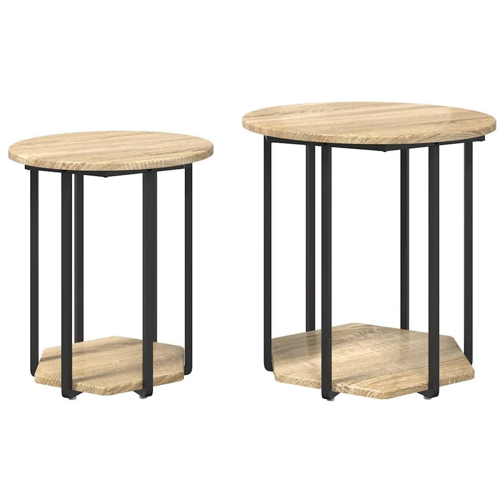 Set pomoćnih stolića s policom 2 pcs Smeđa