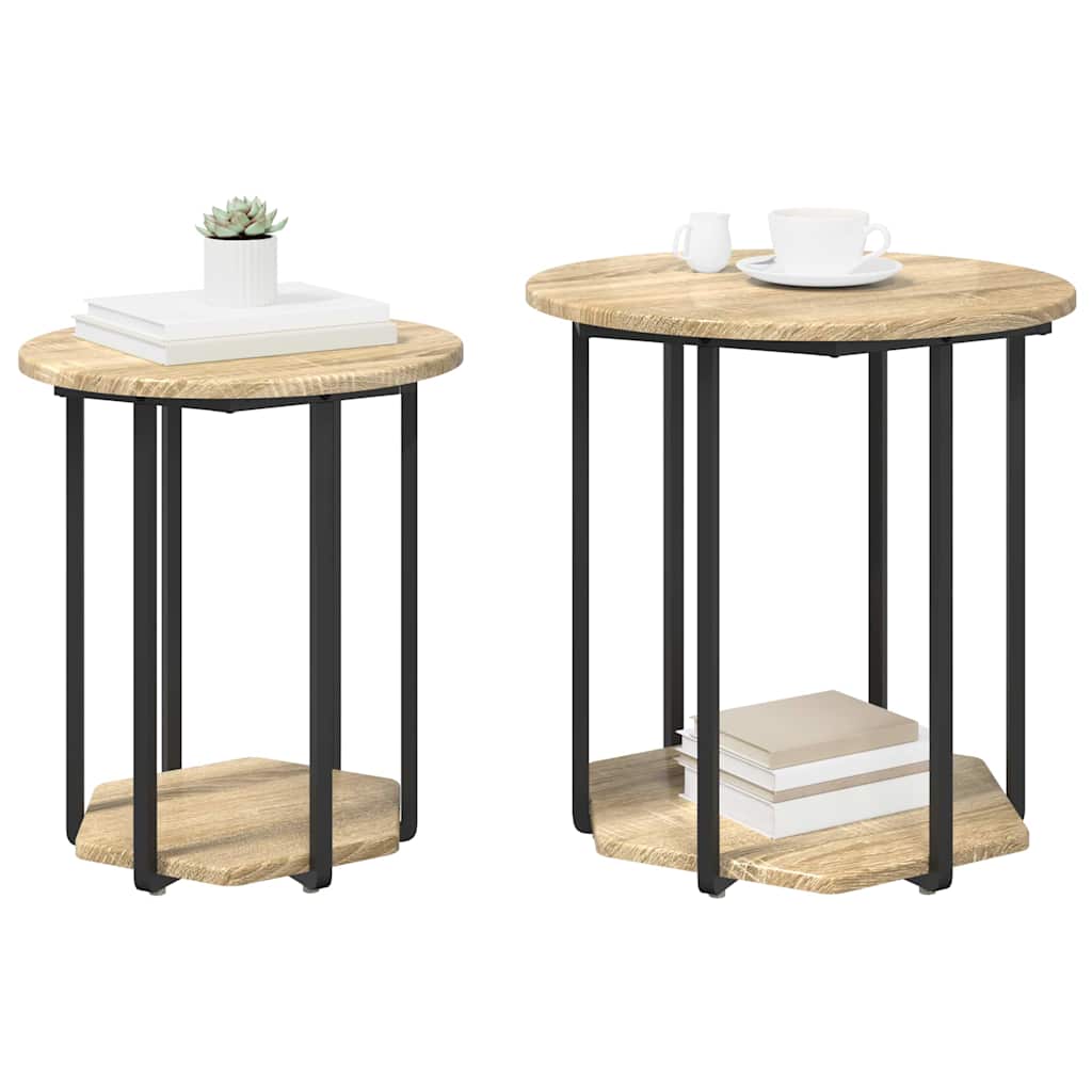 Set pomoćnih stolića s policom 2 pcs Smeđa
