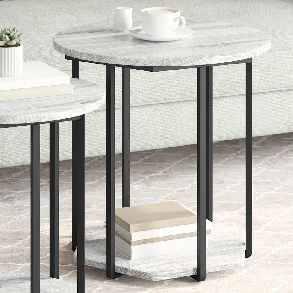Set pomoćnih stolića s policom 2 pcs Siva