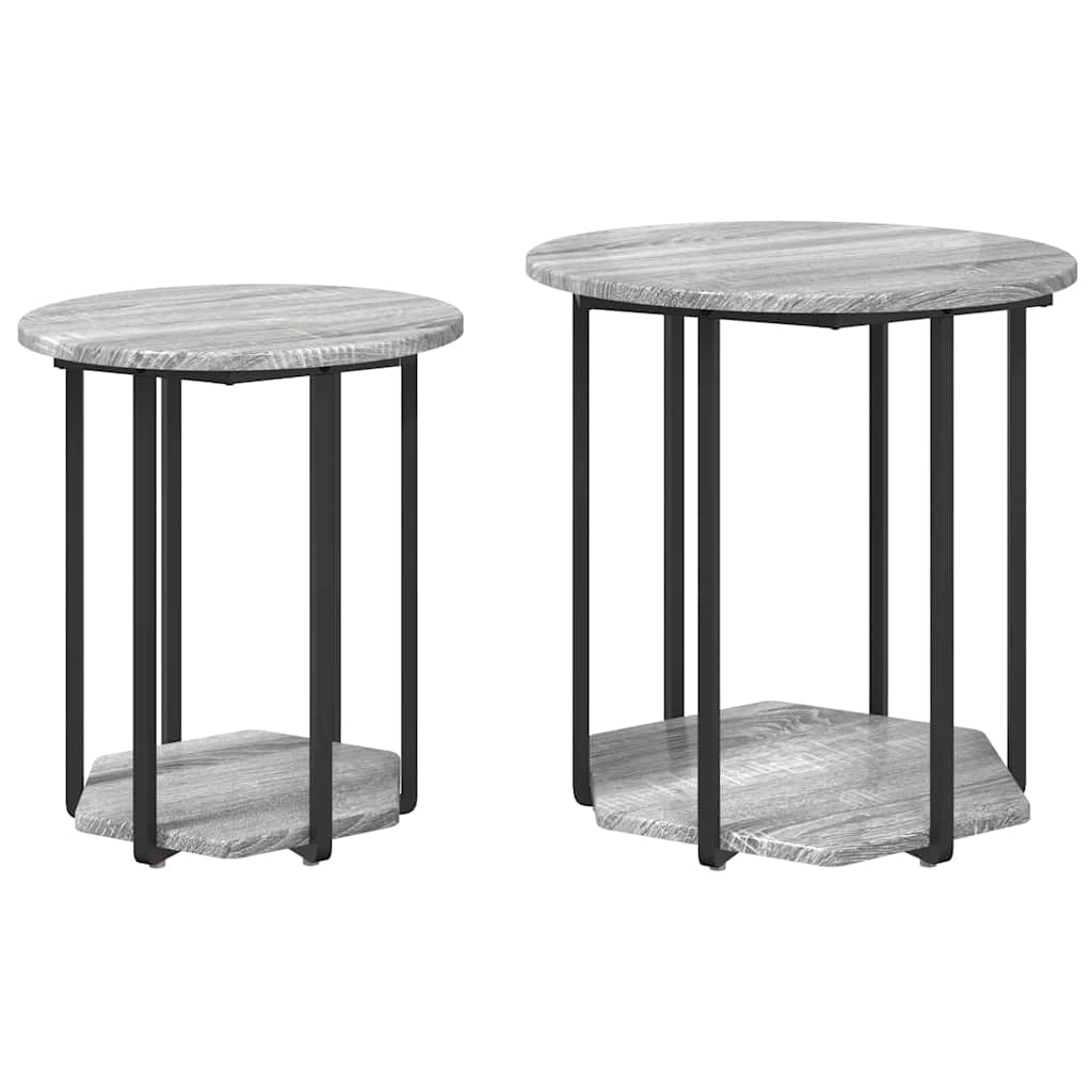 Set pomoćnih stolića s policom 2 pcs Siva