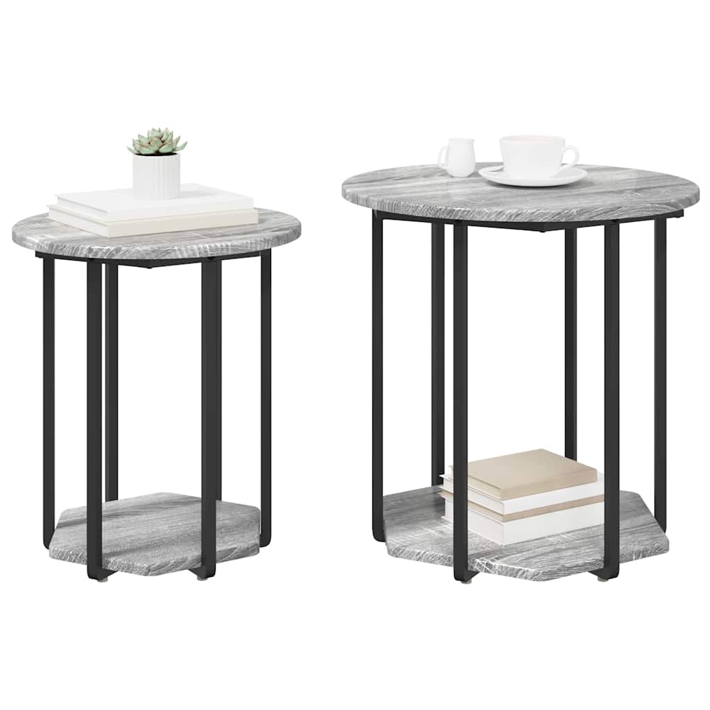 Set pomoćnih stolića s policom 2 pcs Siva