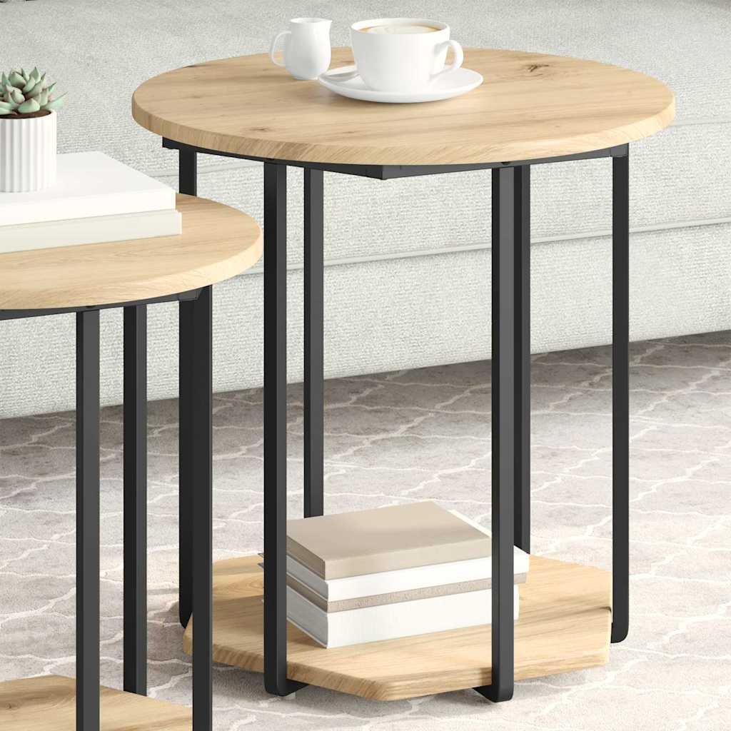Set pomoćnih stolića s policom 2 pcs Smeđa