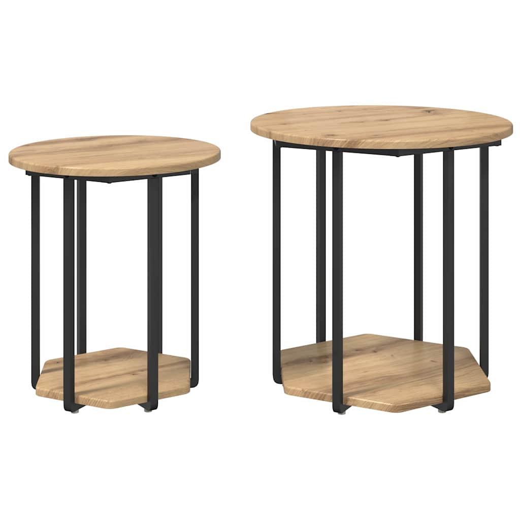 Set pomoćnih stolića s policom 2 pcs Smeđa