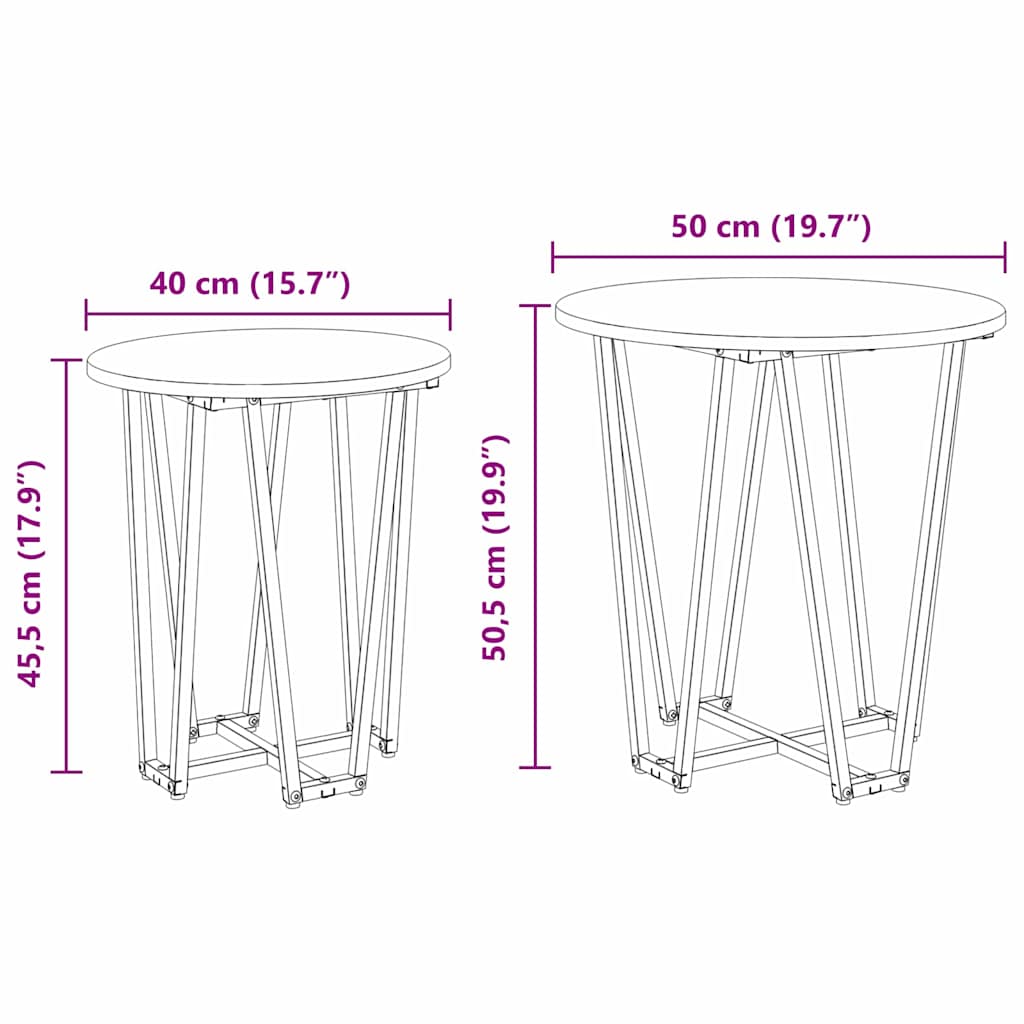 Set pomoćnih stolića 2 pcs Siva Sonoma i crna