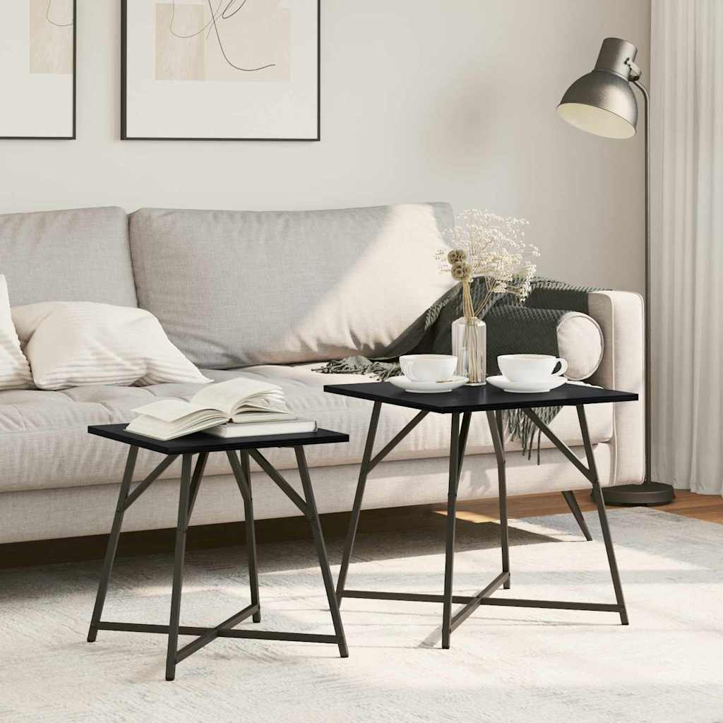 Set pomoćnih stolića 2 pcs Crni hrast