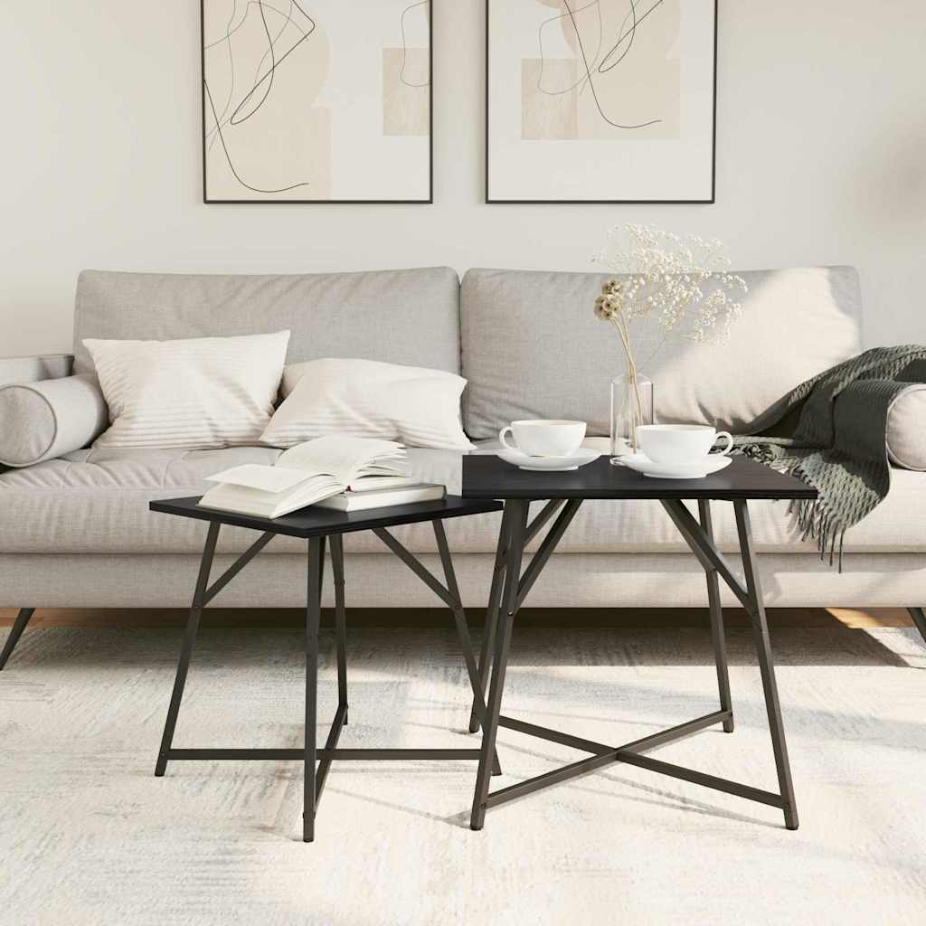 Set pomoćnih stolića 2 pcs Crni hrast