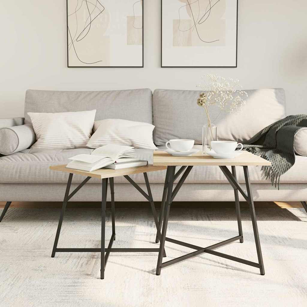 Set pomoćnih stolića 2 pcs Sonoma hrast i crna