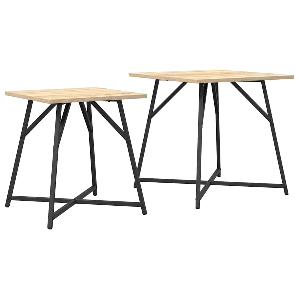 Set pomoćnih stolića 2 pcs Sonoma hrast i crna