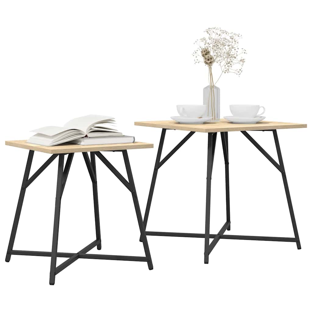 Set pomoćnih stolića 2 pcs Sonoma hrast i crna