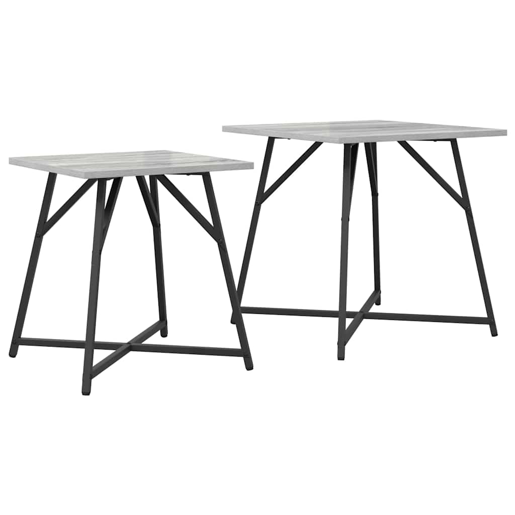 Set pomoćnih stolića 2 pcs Siva Sonoma i crna