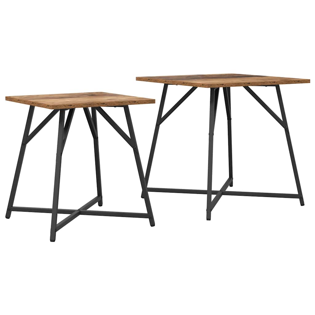 Set pomoćnih stolića 2 pcs Stari drvo i crna