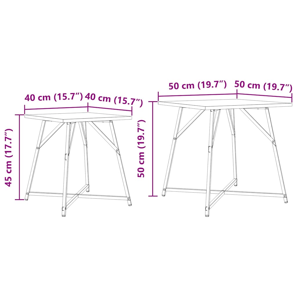 Set pomoćnih stolića 2 pcs Stari drvo i crna