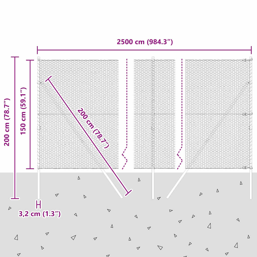 Stup za ogradu Zelena 25 x 1,5 m (mreža 25 mm) Čelik