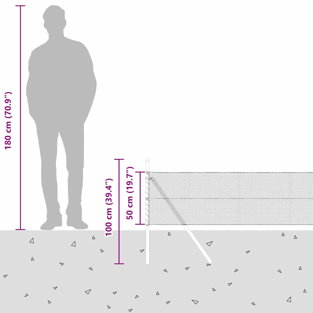 Sukladni osnovni dodatak za hexagonalnu ogradu 25 x 0,5 m Siva