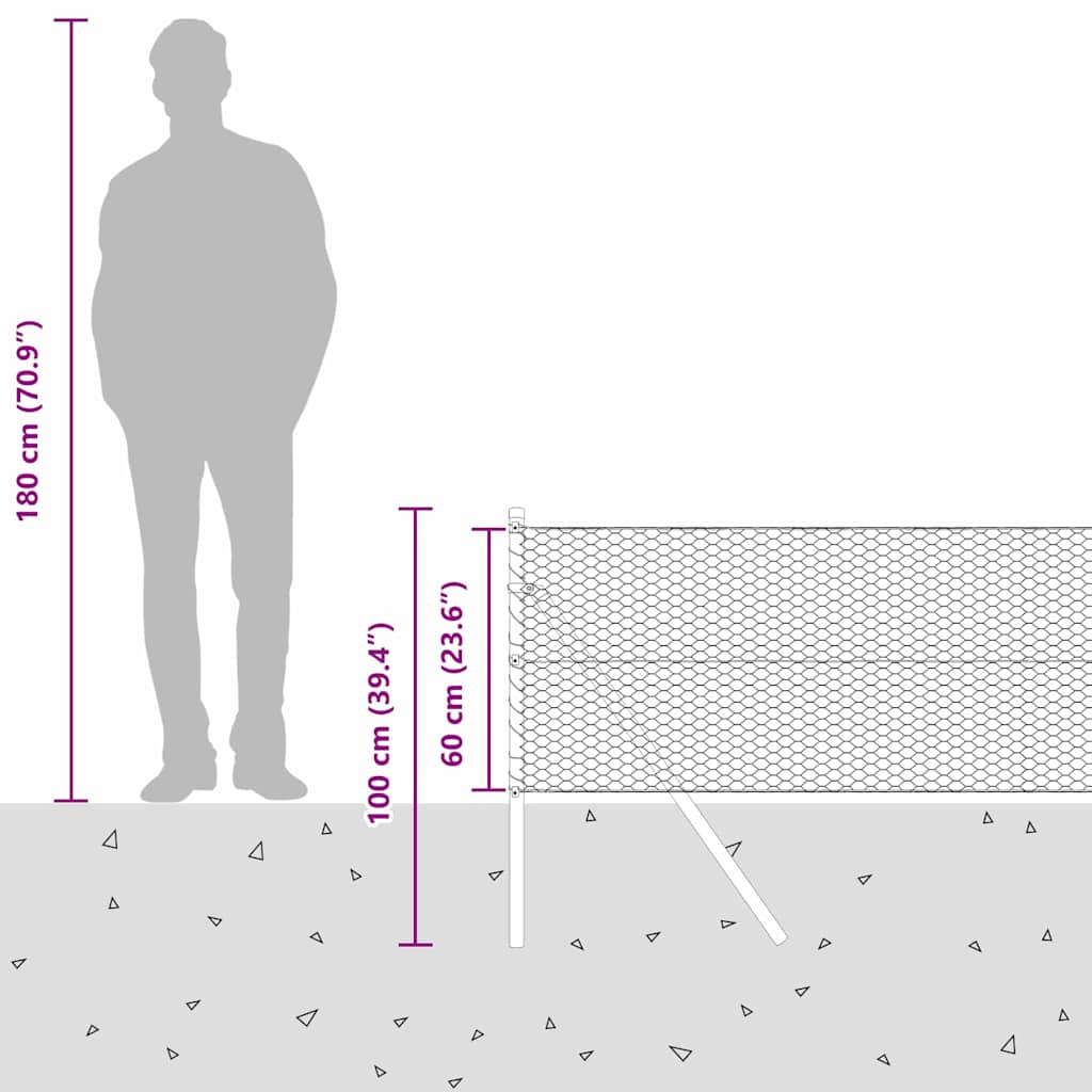 Sukladni osnovni dodatak za hexagonalnu ogradu 25 x 0,6 m Siva