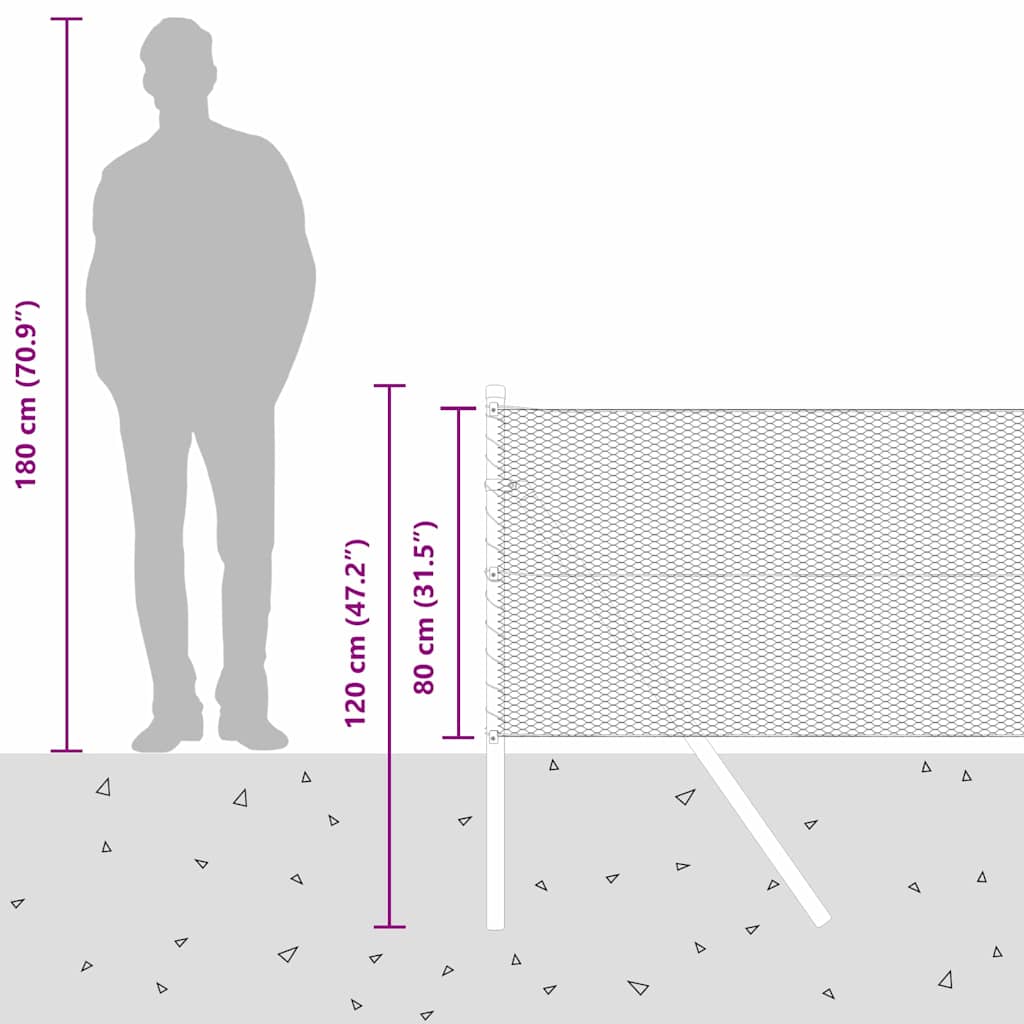 Sukladni osnovni dodatak za hexagonalnu ogradu 25 x 0,8 m Siva