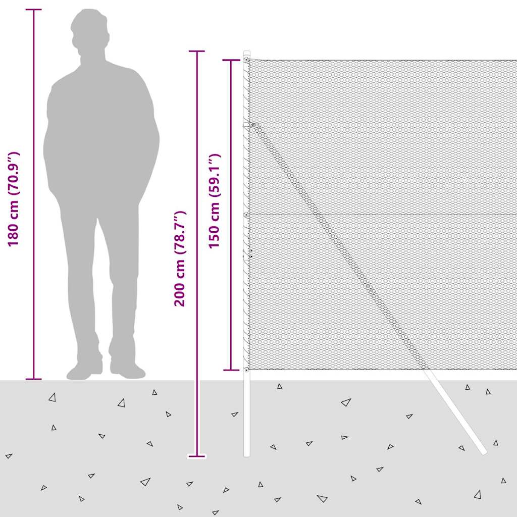 Sukladni osnovni dodatak za hexagonalnu ogradu 25 x 1,5 m Siva