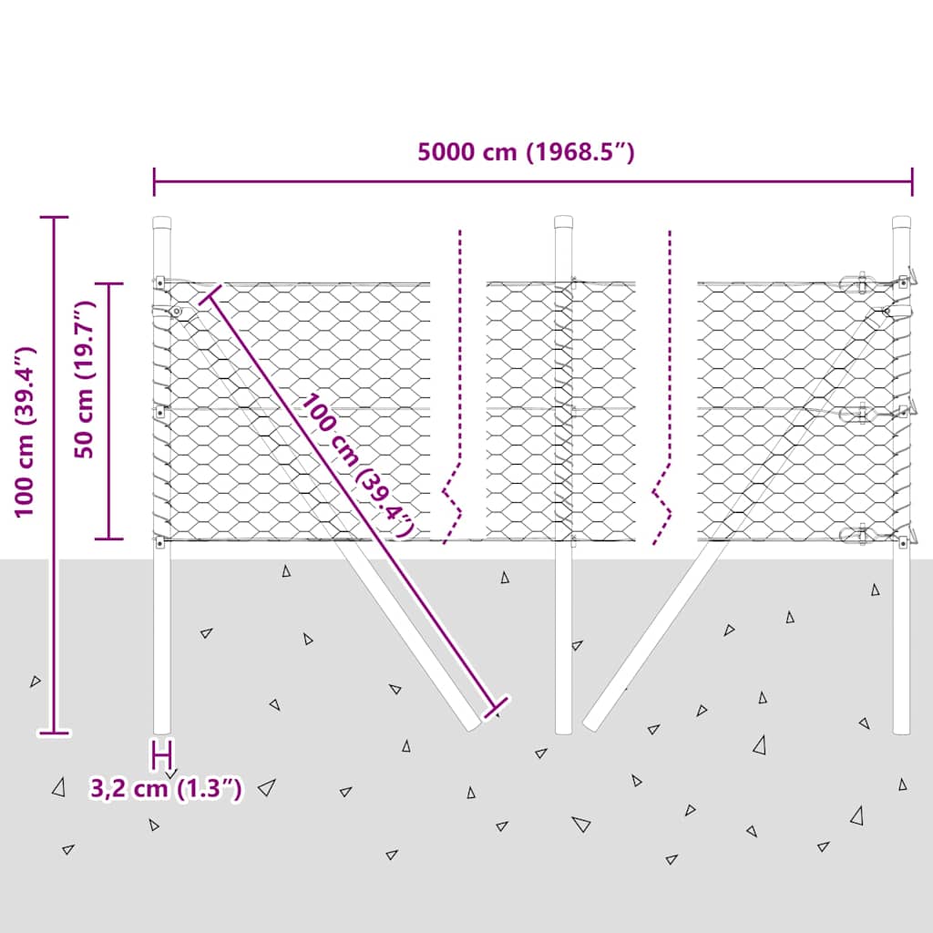 Temeljna zavarena žičana ograda 50 x 0,5 m (Š x V)