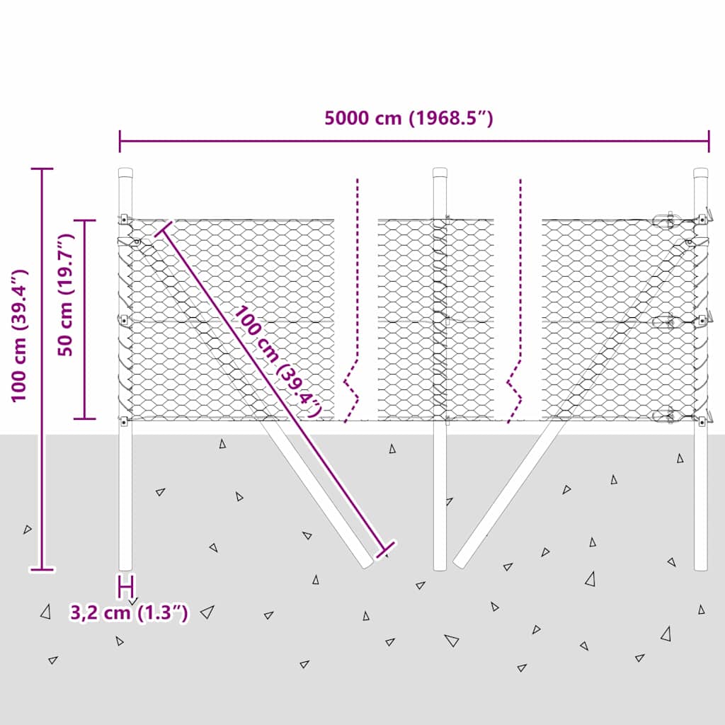 Temeljna zavarena žičana ograda 50 x 0,5 m (Š x V)
