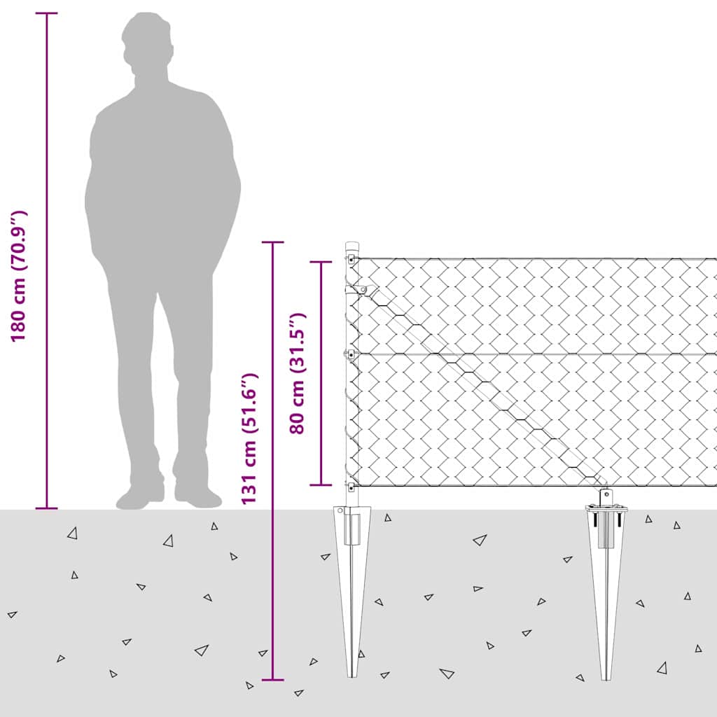 Heksagonalna ograda s stubom 10 x 0,8 m Čelik premazan PVC-om